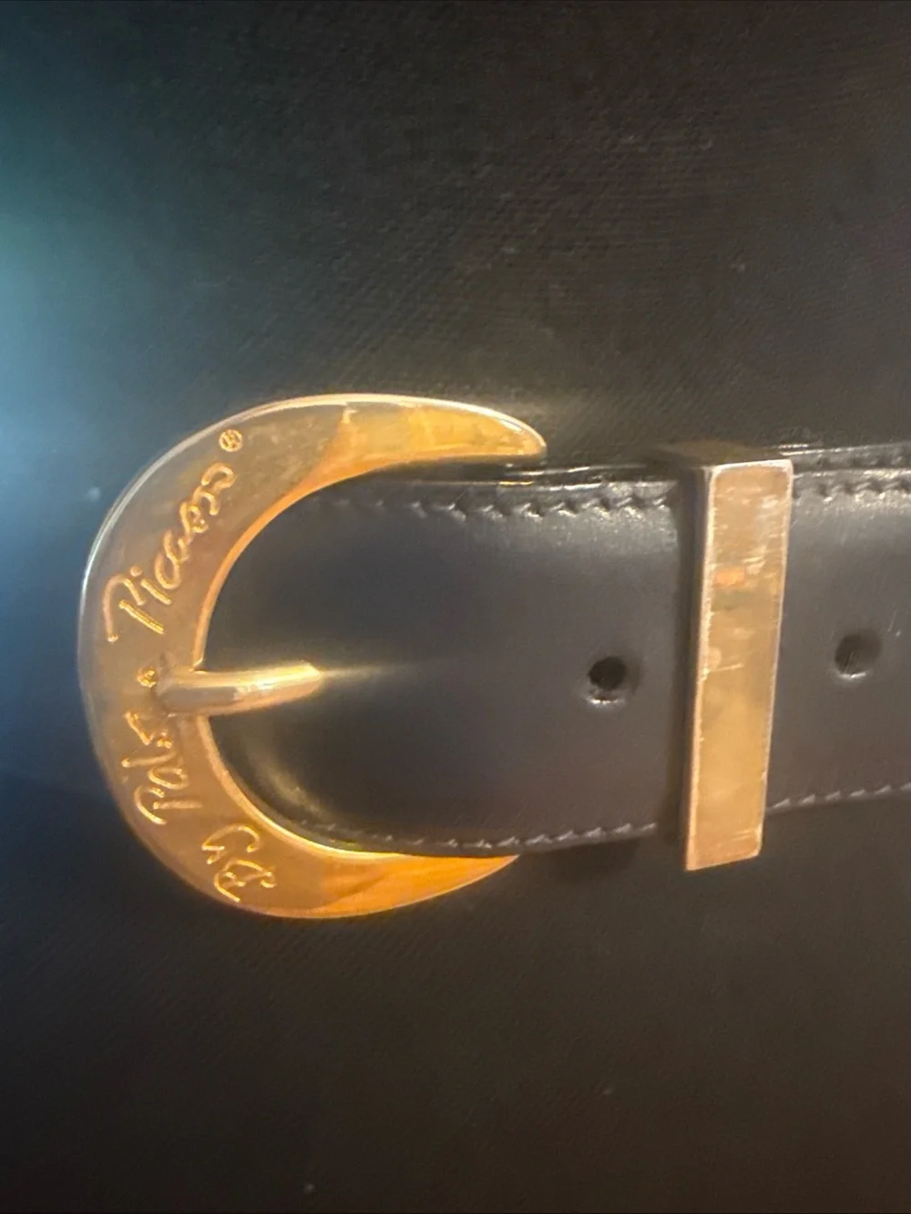 Paloma Picasso Leather Belt Black & Gold X Size Medium